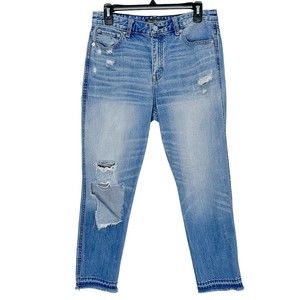 Abercrombie & Fitch Signature Collection High-Rise Distressed Release Hem Jeans